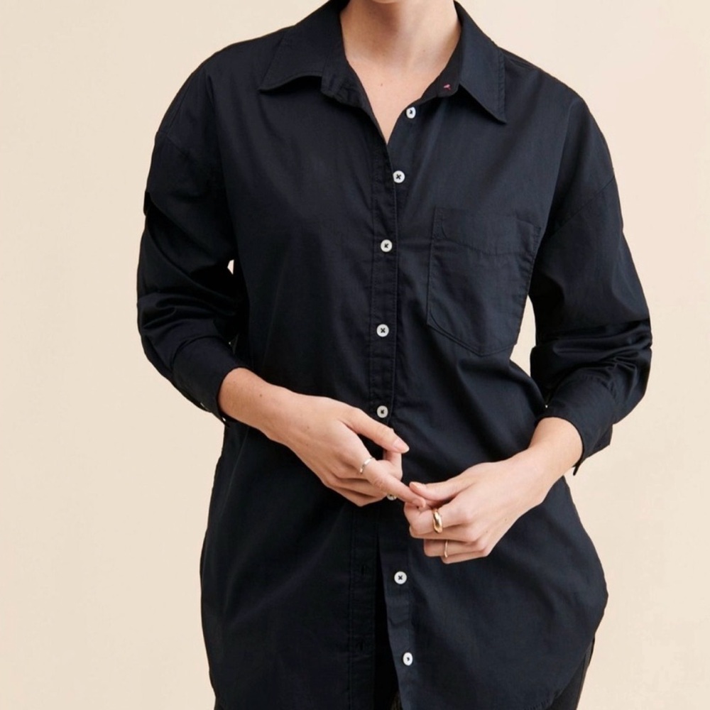 Anthropologie Black Button-Down Shirt - Picture 2 of 9